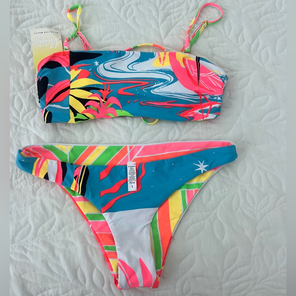 Maaji Neon Striped Bikini Set